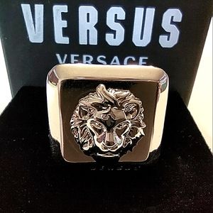 Versus Versace square lion head ring